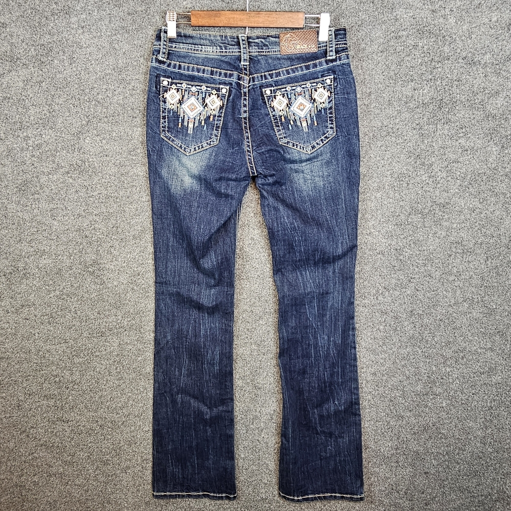 Grace in LA Western Embroidered Embellished Bootcut Jeans